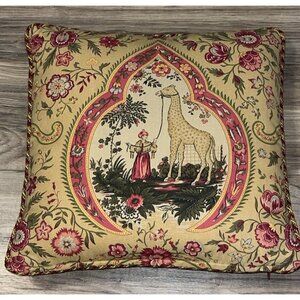 Zarafa Giraffe Accent Pillow RARE Vintage French Country Double Sided Red Yellow